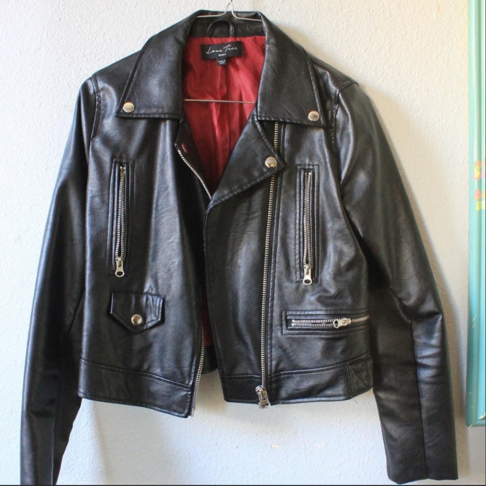 **SOLD** Love tree pleather jacket